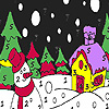 Snowman in the winter night coloring