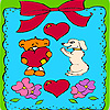 Valentines day animals in frame coloring