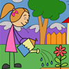 Watering Girl Coloring Page